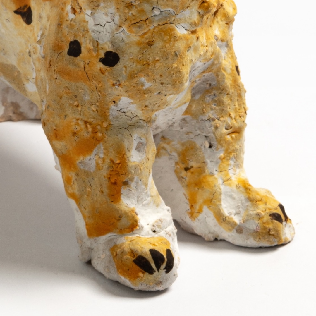 Cheetah Coarse Pottery Sculpture - Handmade Coarse Pottery
