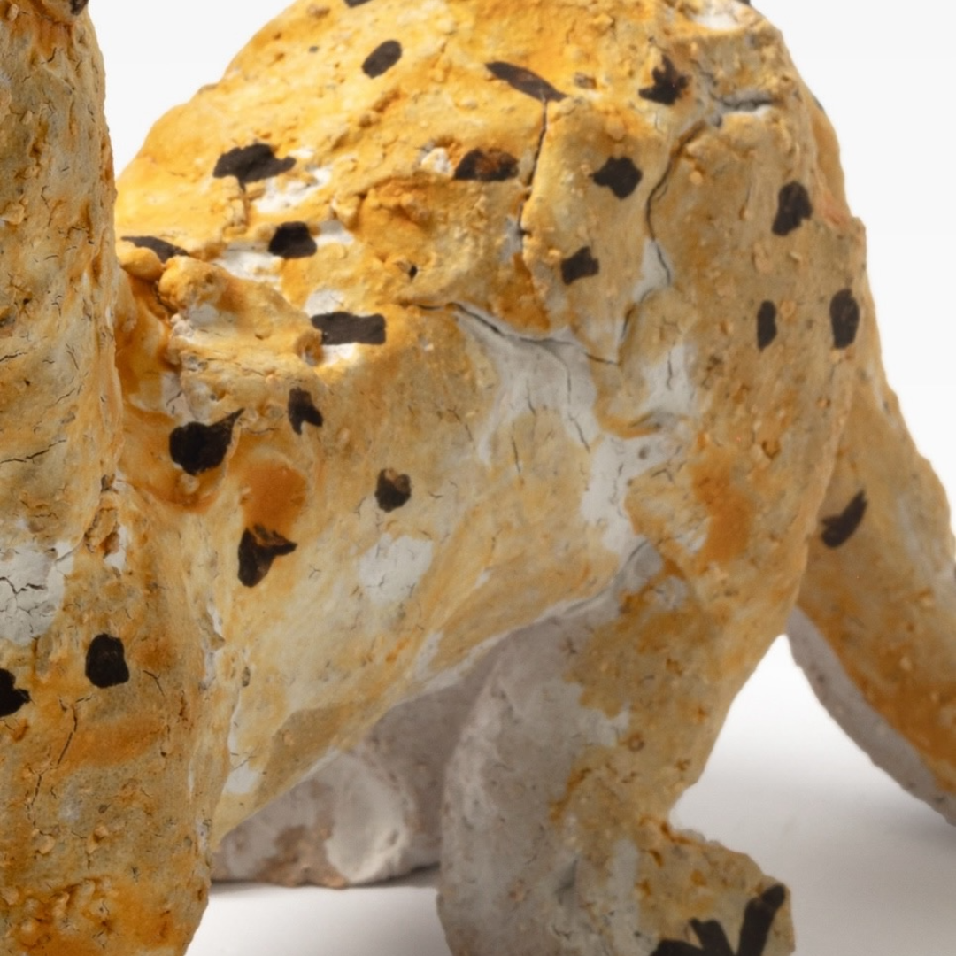 Cheetah Coarse Pottery Sculpture - Handmade Coarse Pottery