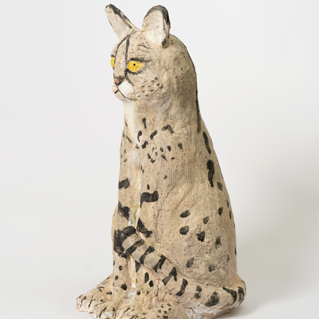 borealforest-handmade-yellow-eyed-spotted-sitting-jungle-cat-kitten-handmade-coarse-pottery-ceramic-sanctuary-detail-3