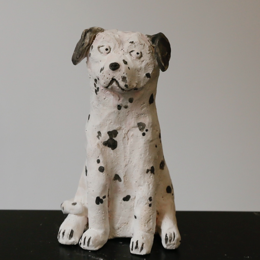 Spotted Dalmatian Puppy - Handmade Coarse Pottery