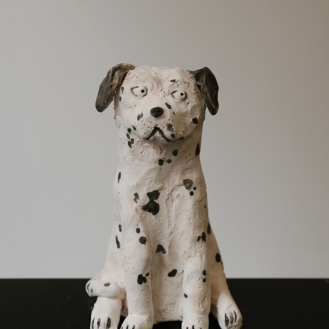 Spotted Dalmatian Puppy - Handmade Coarse Pottery