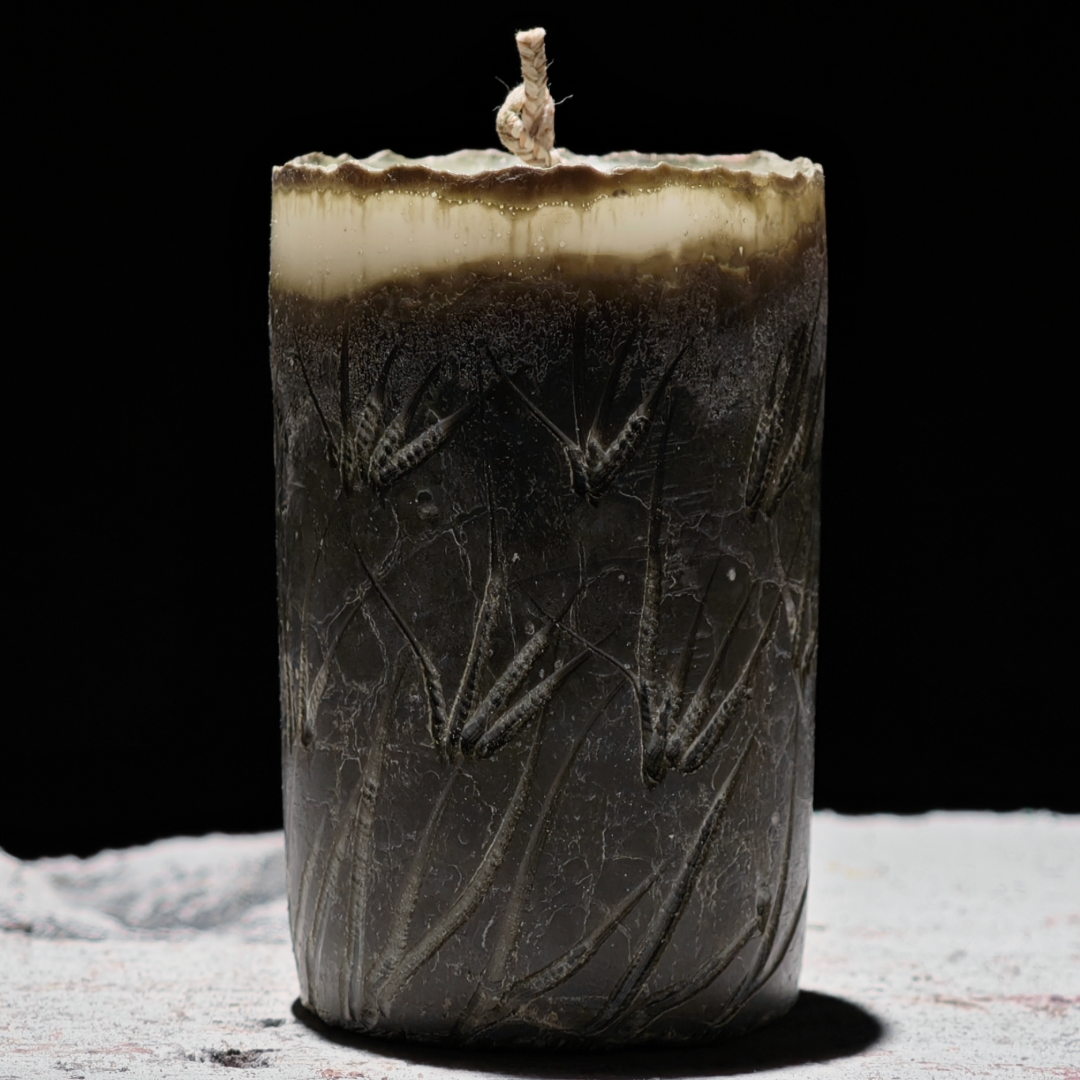 Moss Vein Long Pillar Candle Set - Handmade Candle