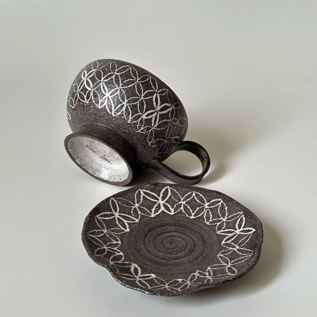 Star Pattern Cup and Saucer Set – Handmade Ceramic