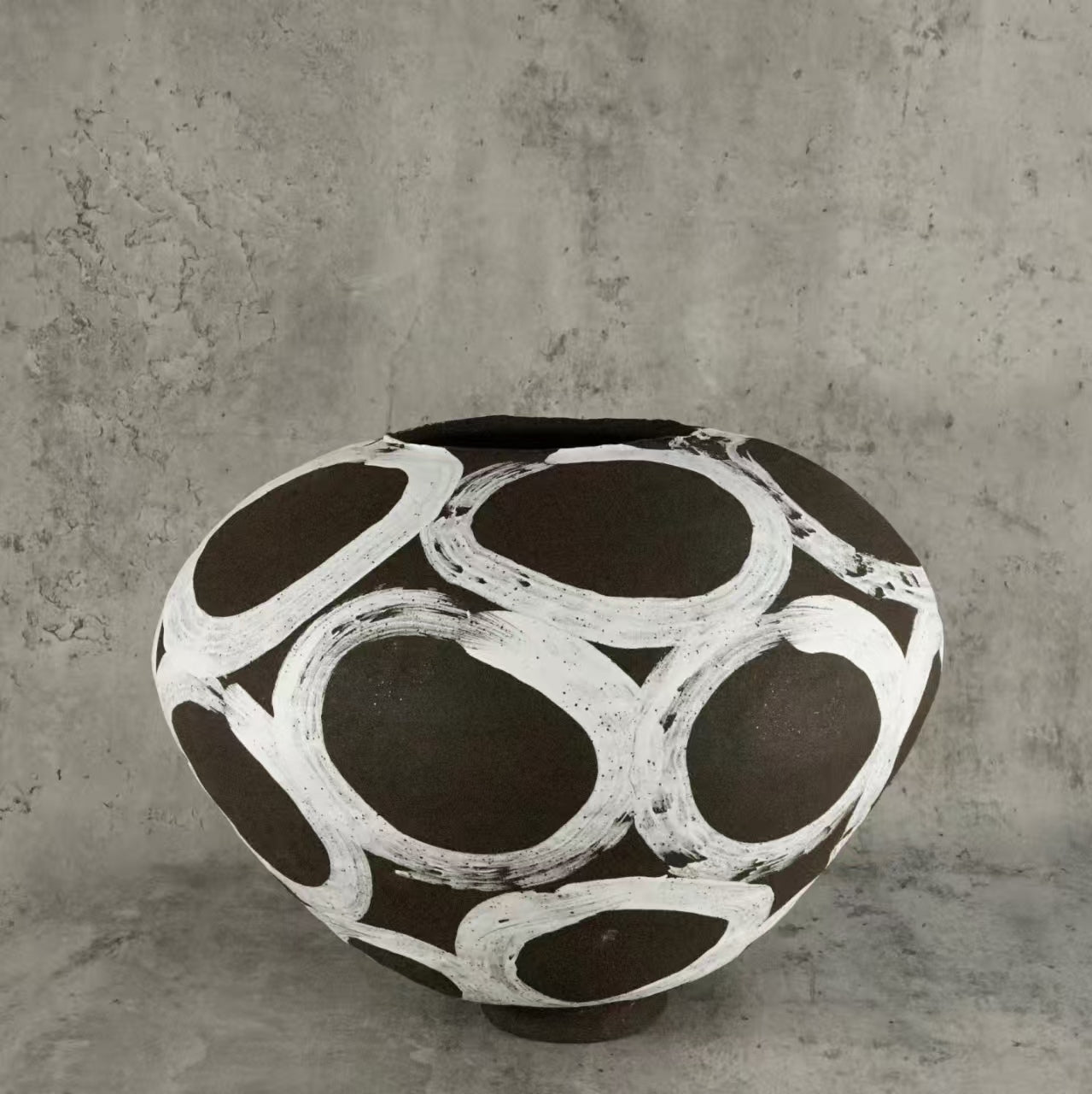 Ink Circle Round Vase - Handmade Ceramic | Biophilic Home Accents | Borealforest - Vitrified Mineral Surface | Borealforest Studio Archive