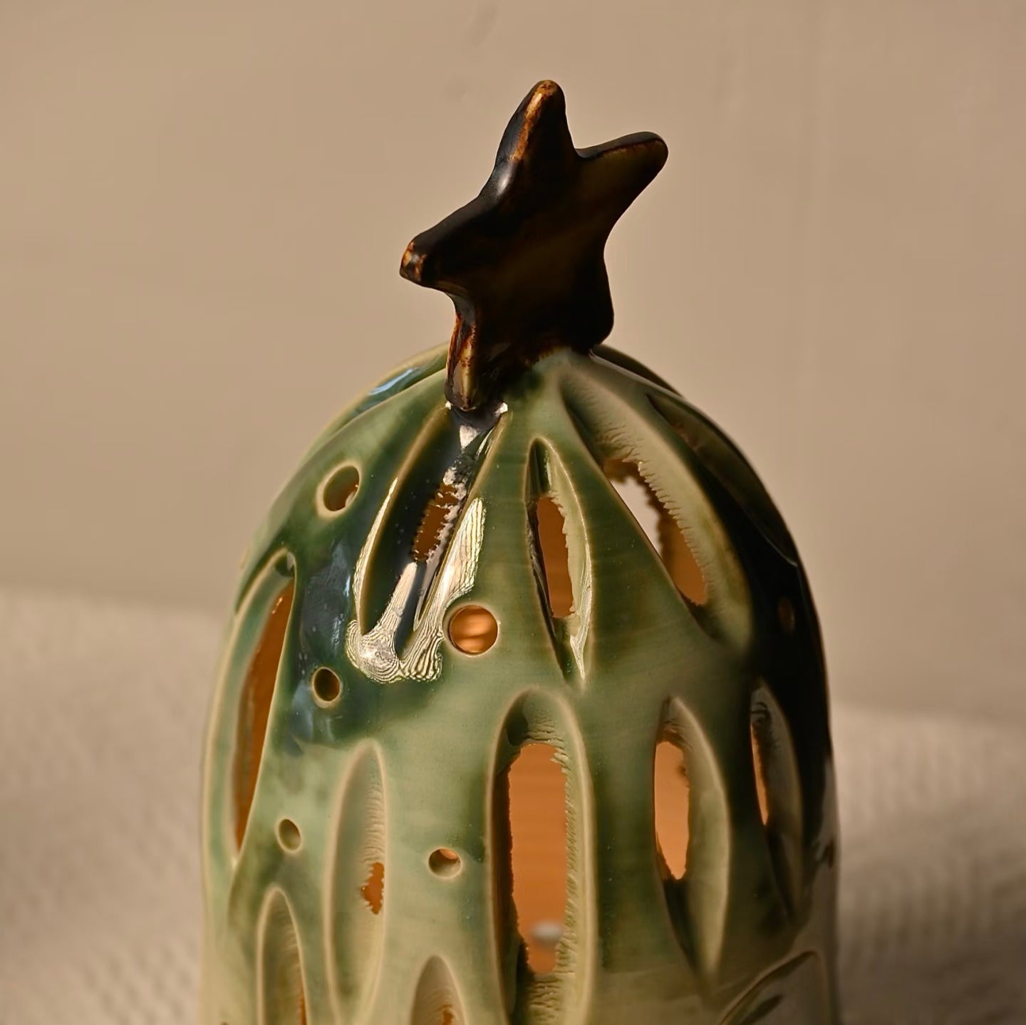 Christmas Candle Holder - Handmade Ceramic