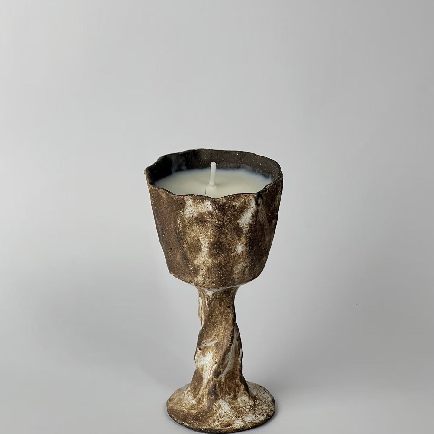 Brown Textured Candle Holder - Handmade Candle