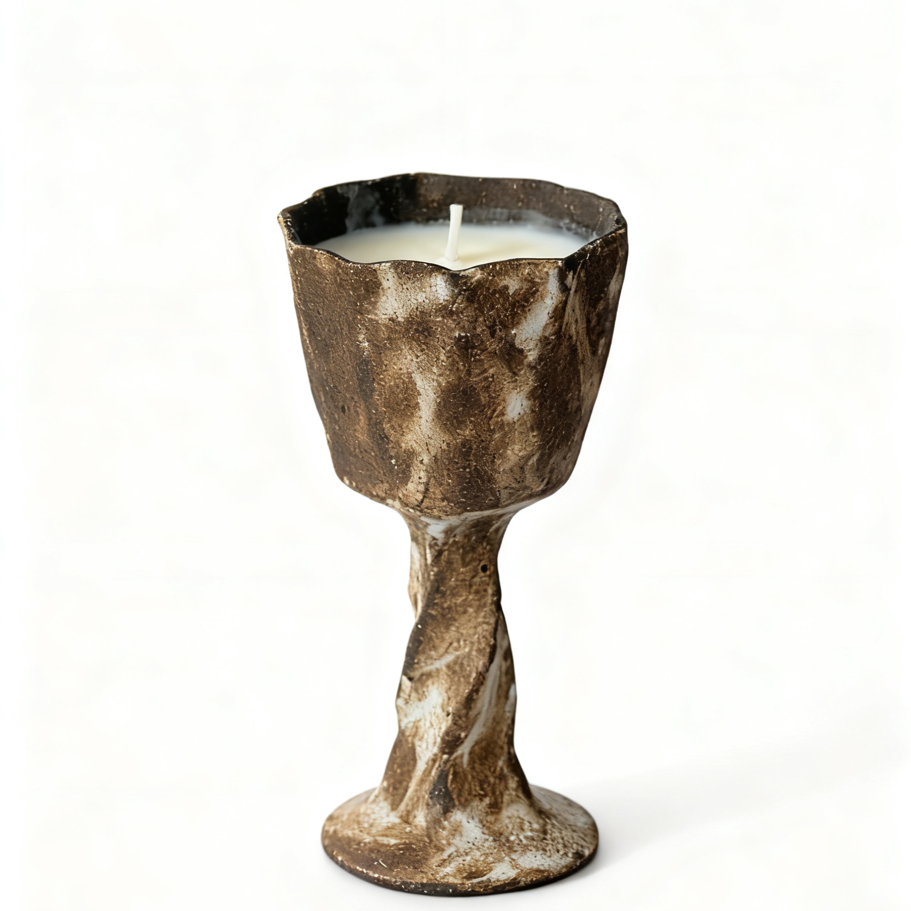 Brown Textured Candle Holder - Handmade Candle