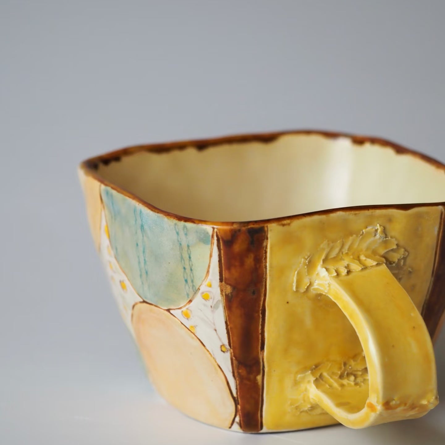 Geometric-patterned Mug -- Handmade Ceramic