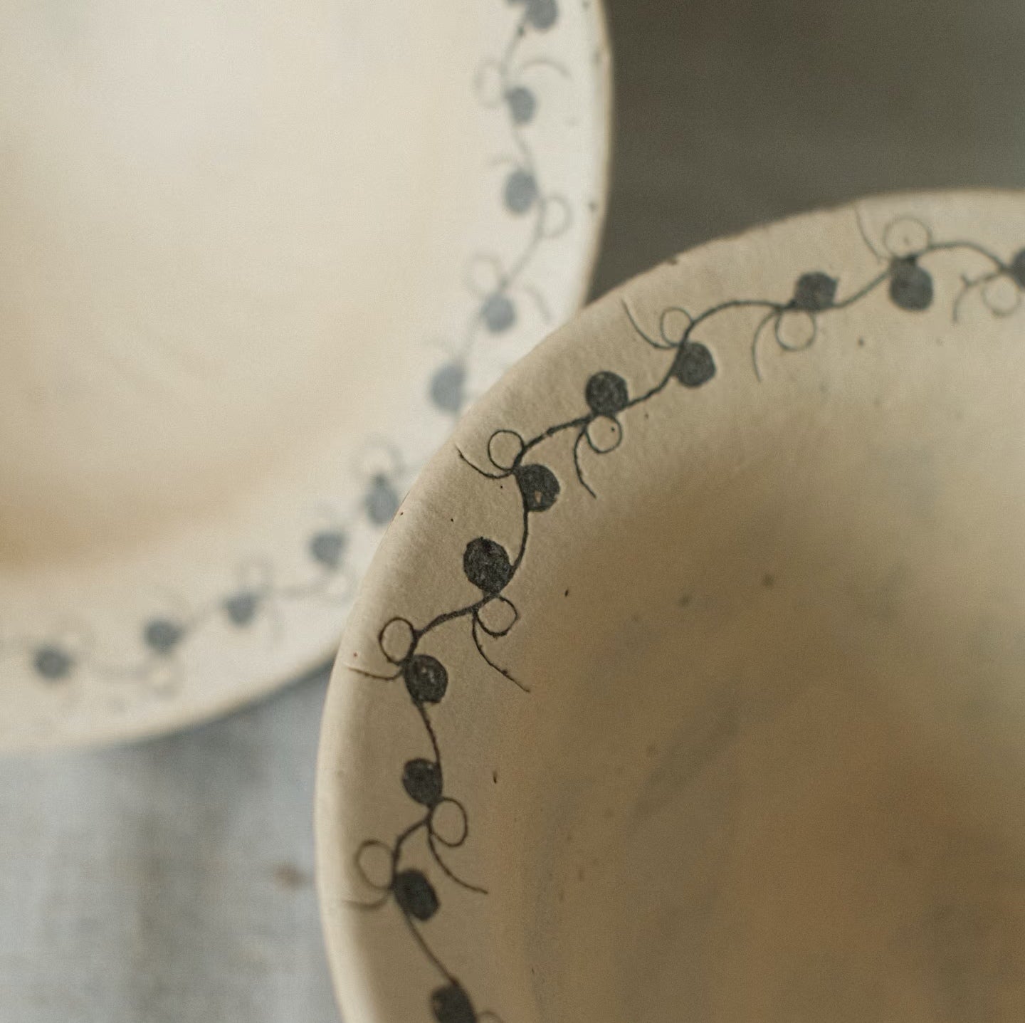 Vine Ceramic Plate-- Handmade Ceramic