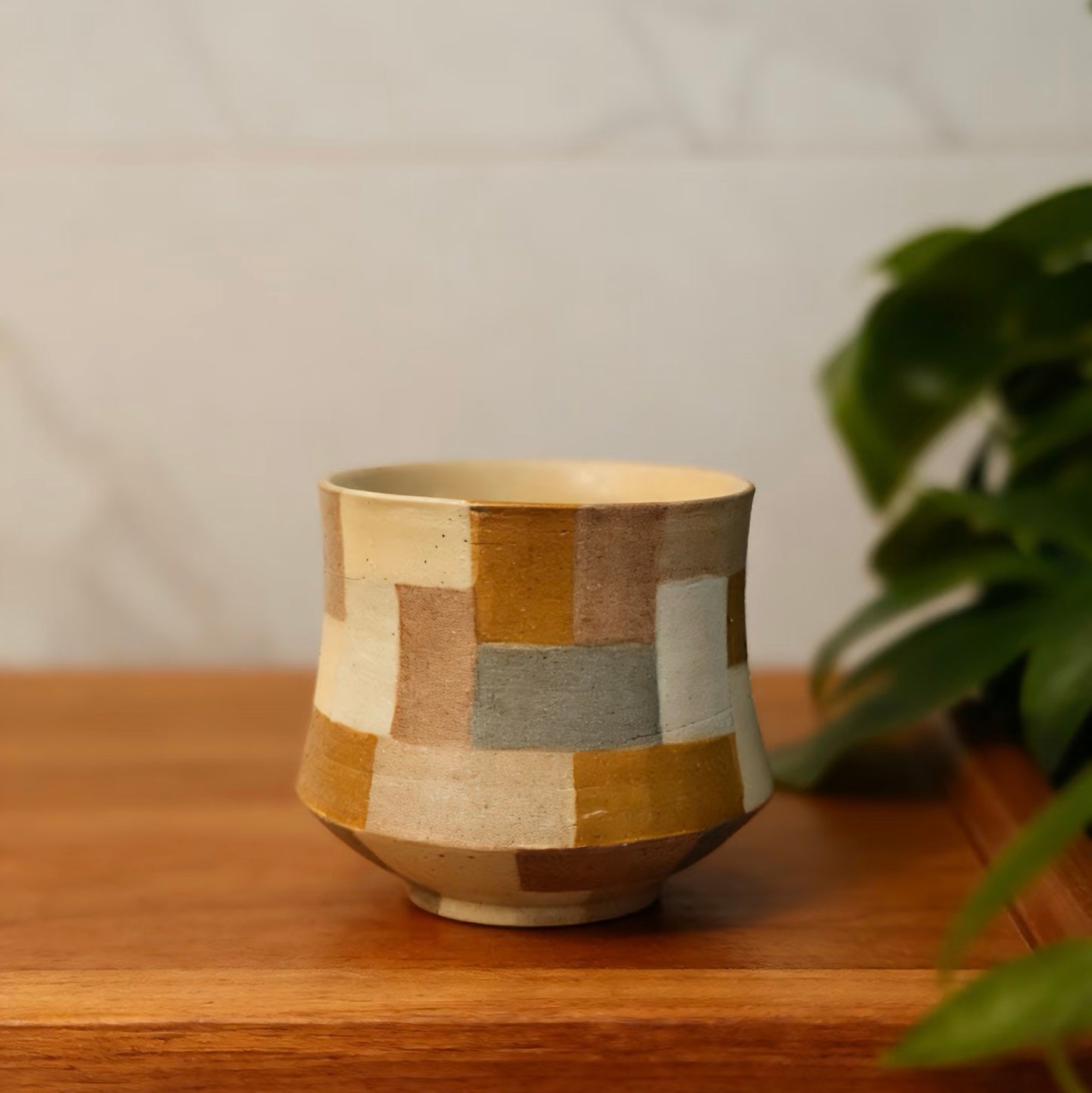 Geometric Colorblock Cup - Handmade Ceramic