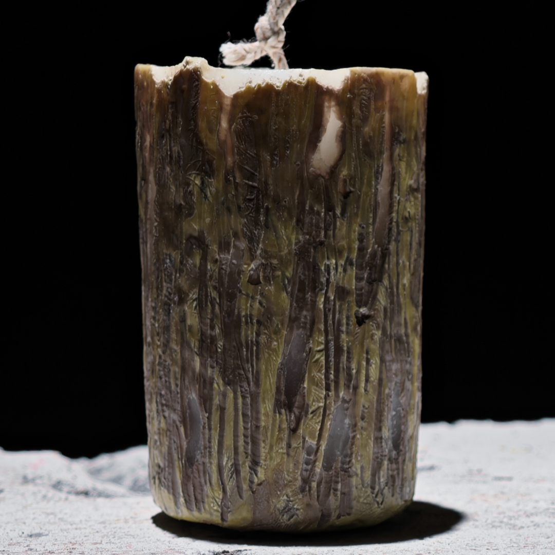 Moss Vein Long Pillar Candle Set - Handmade Candle