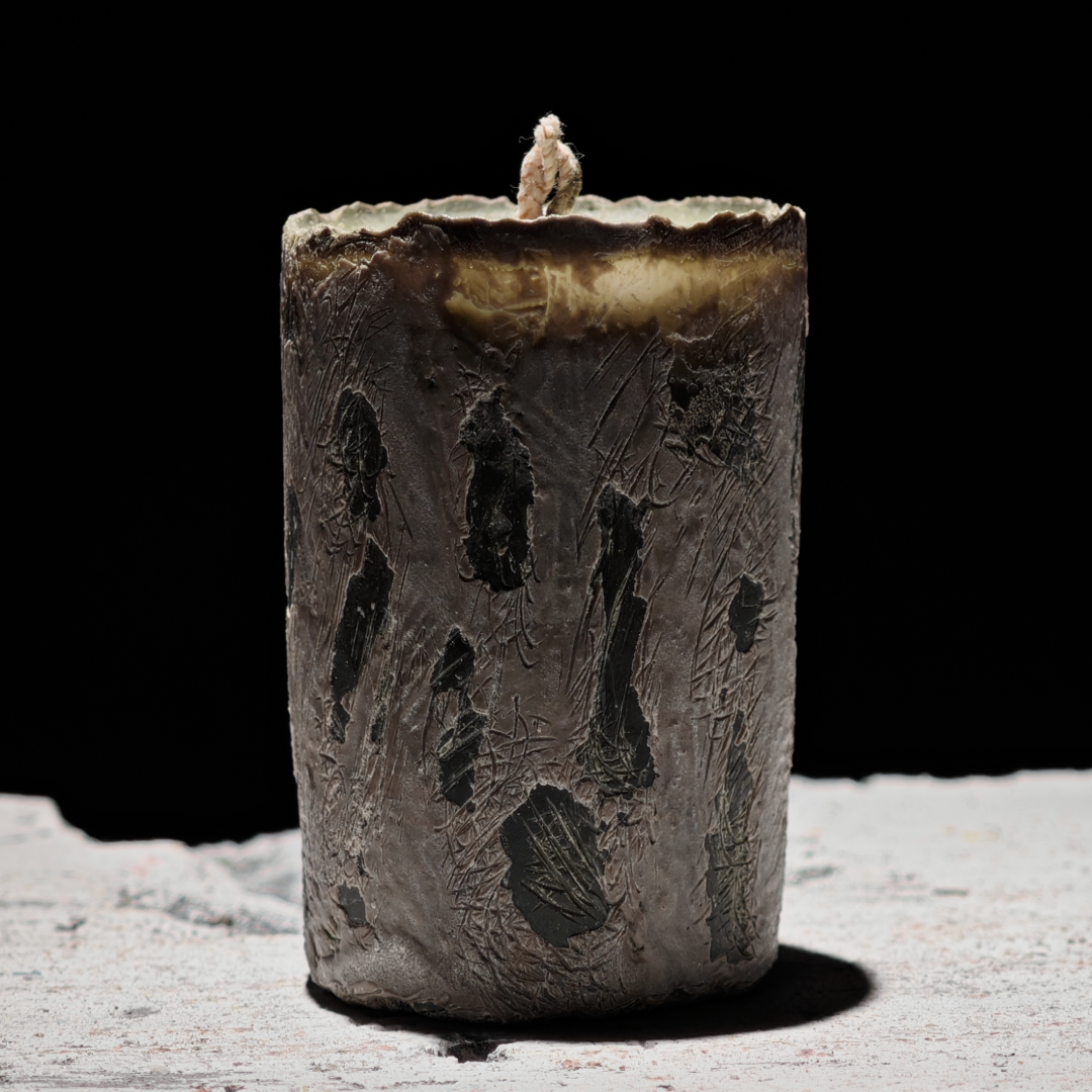 Moss Vein Long Pillar Candle Set - Handmade Candle
