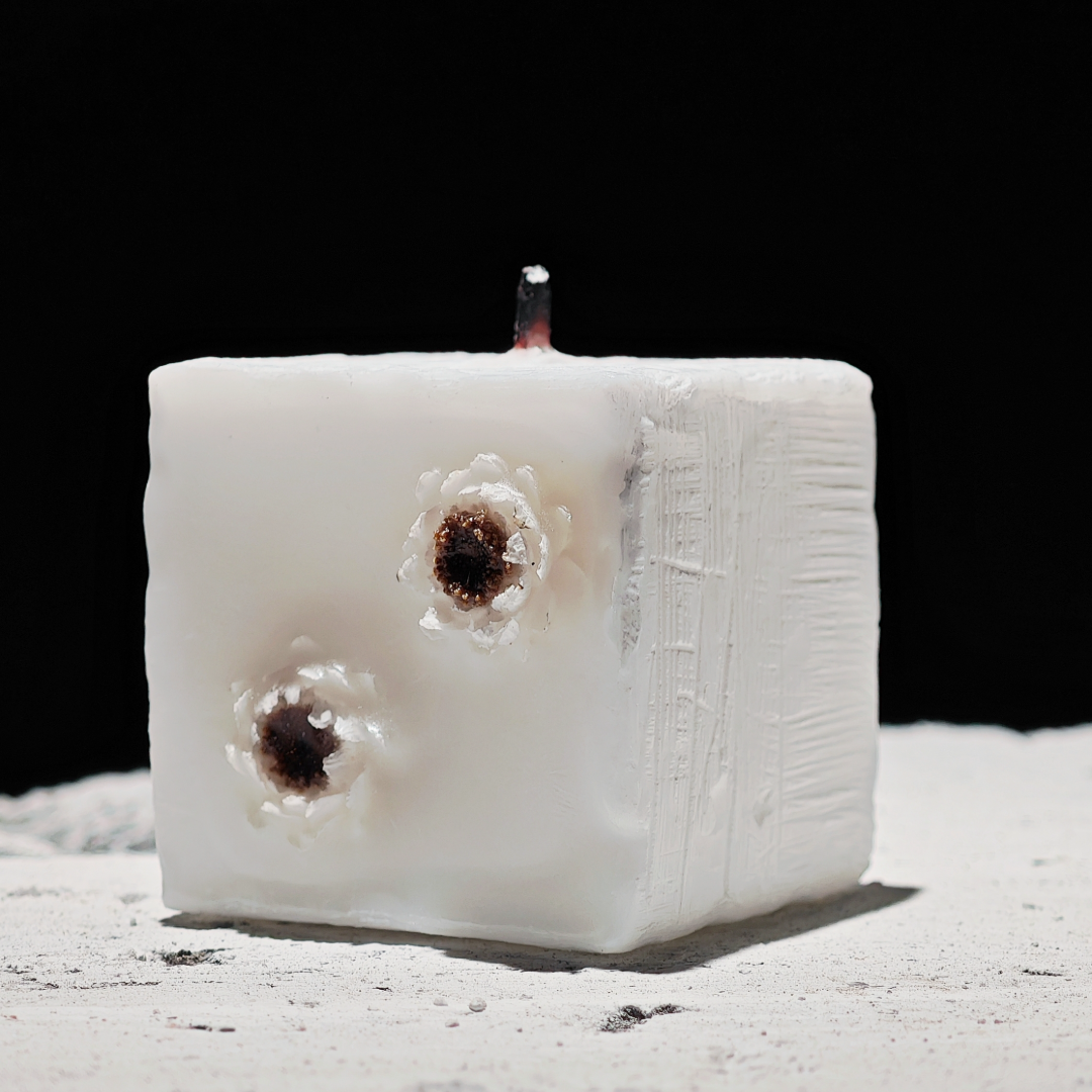 Floral Texture Pillar & Square Candle Set - Handmade Candle