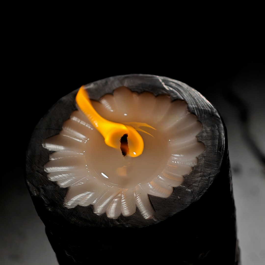 Floral Texture Pillar & Square Candle Set - Handmade Candle