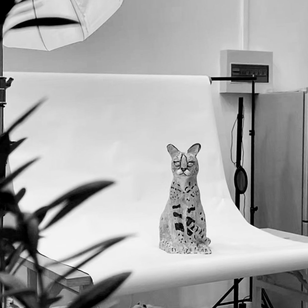 borealforest-handmade-yellow-eyed-spotted-sitting-jungle-cat-kitten-handmade-coarse-pottery-ceramic-sanctuary-detail-7
