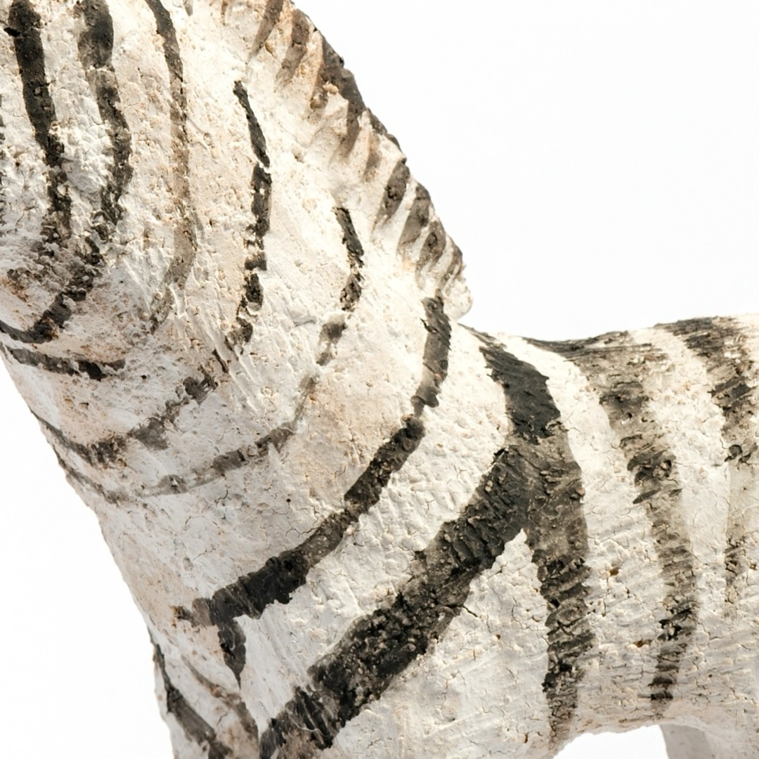 Black-Striped Young Zebra - Handmade Coarse Pottery