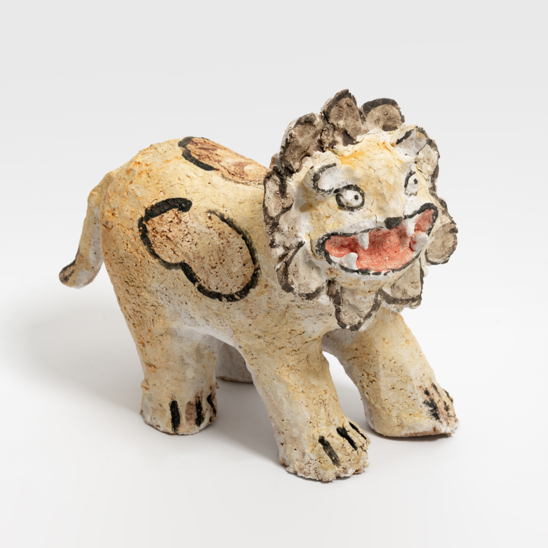 Whimsical Lion Cub Coarse Pottery - Handmade Sculpture