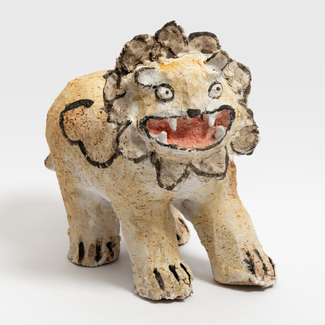 Whimsical Lion Cub Coarse Pottery - Handmade Sculpture