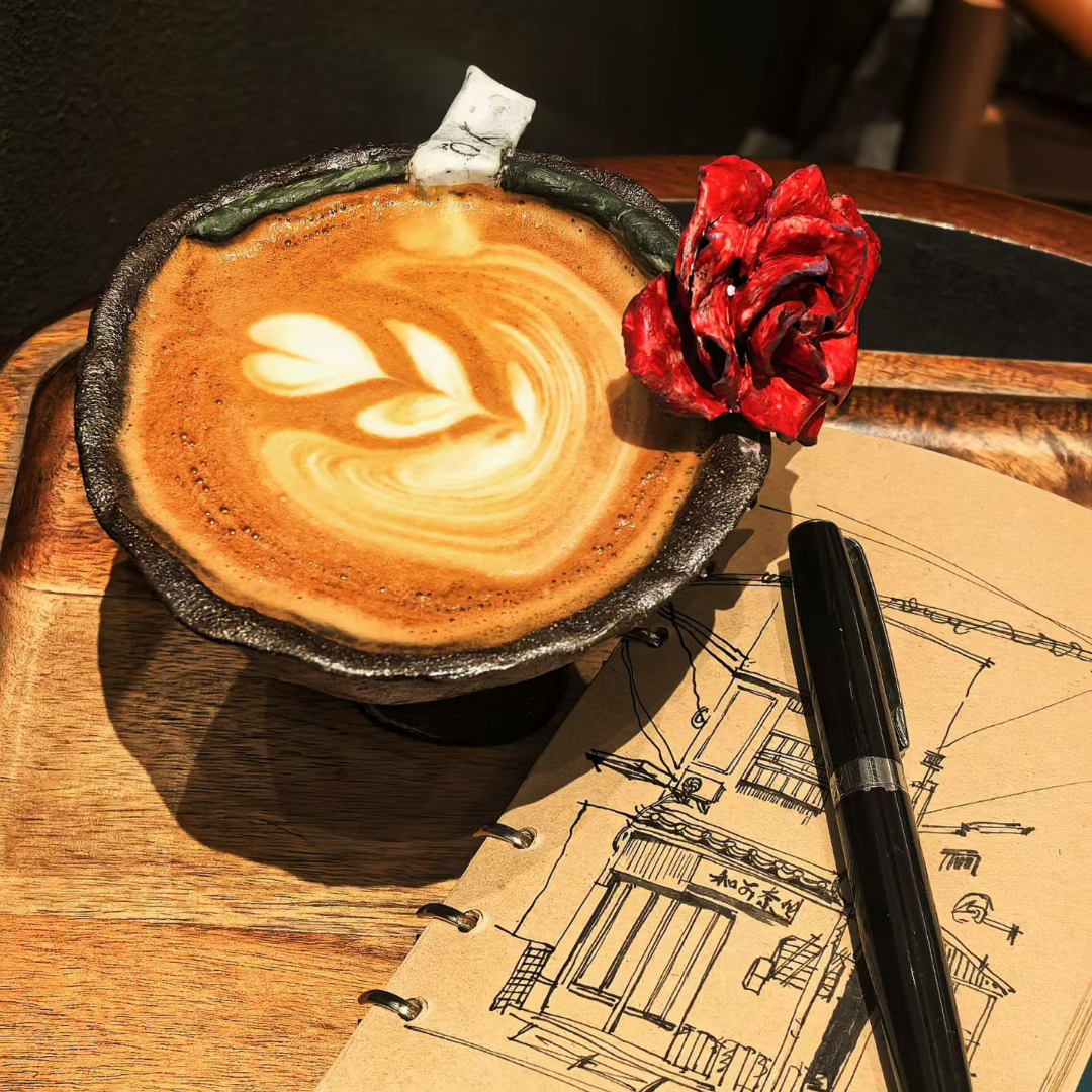 Rose Handle Ceramic Cup Set (Customizable Base) - Handmade Ceramic