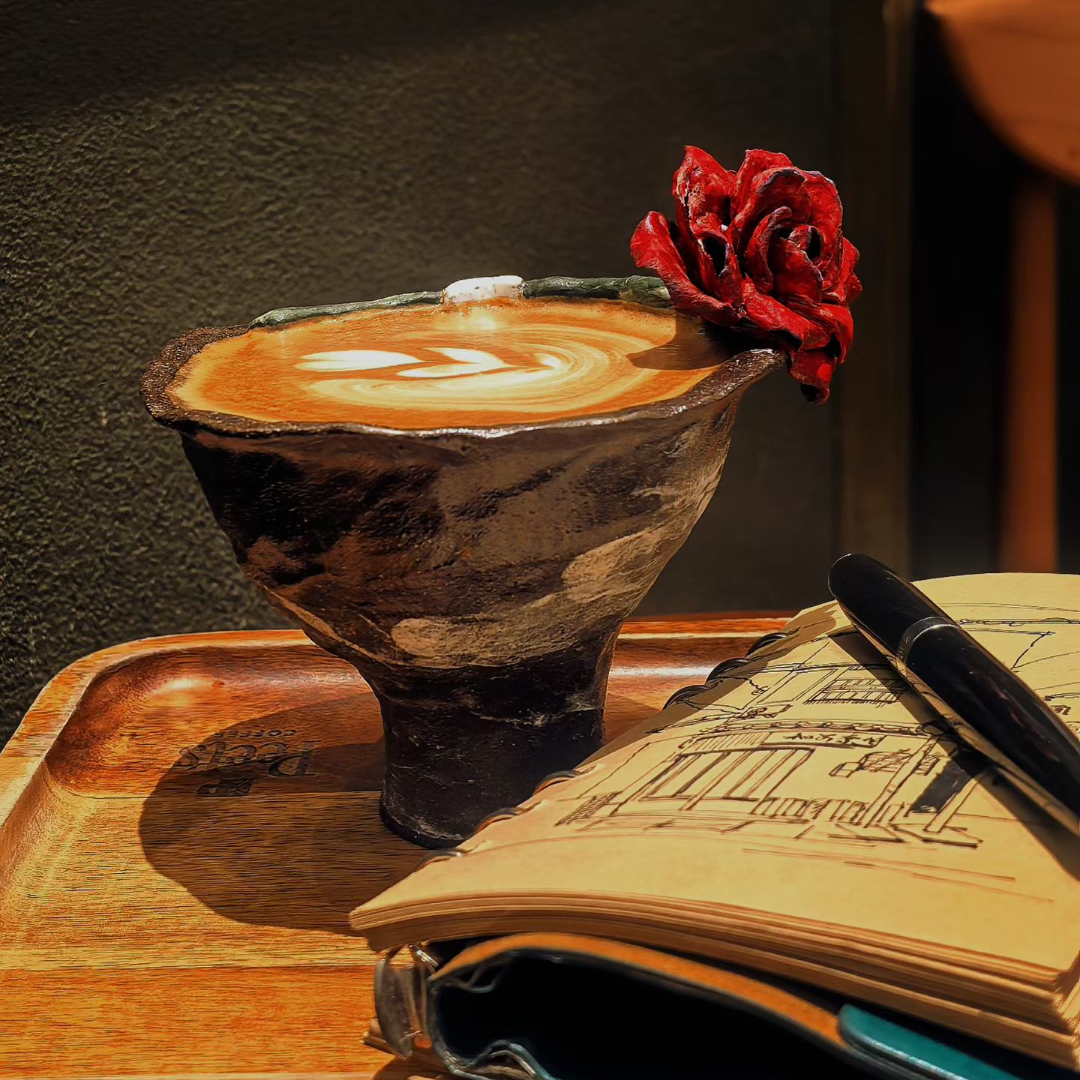 Rose Handle Ceramic Cup Set (Customizable Base) - Handmade Ceramic