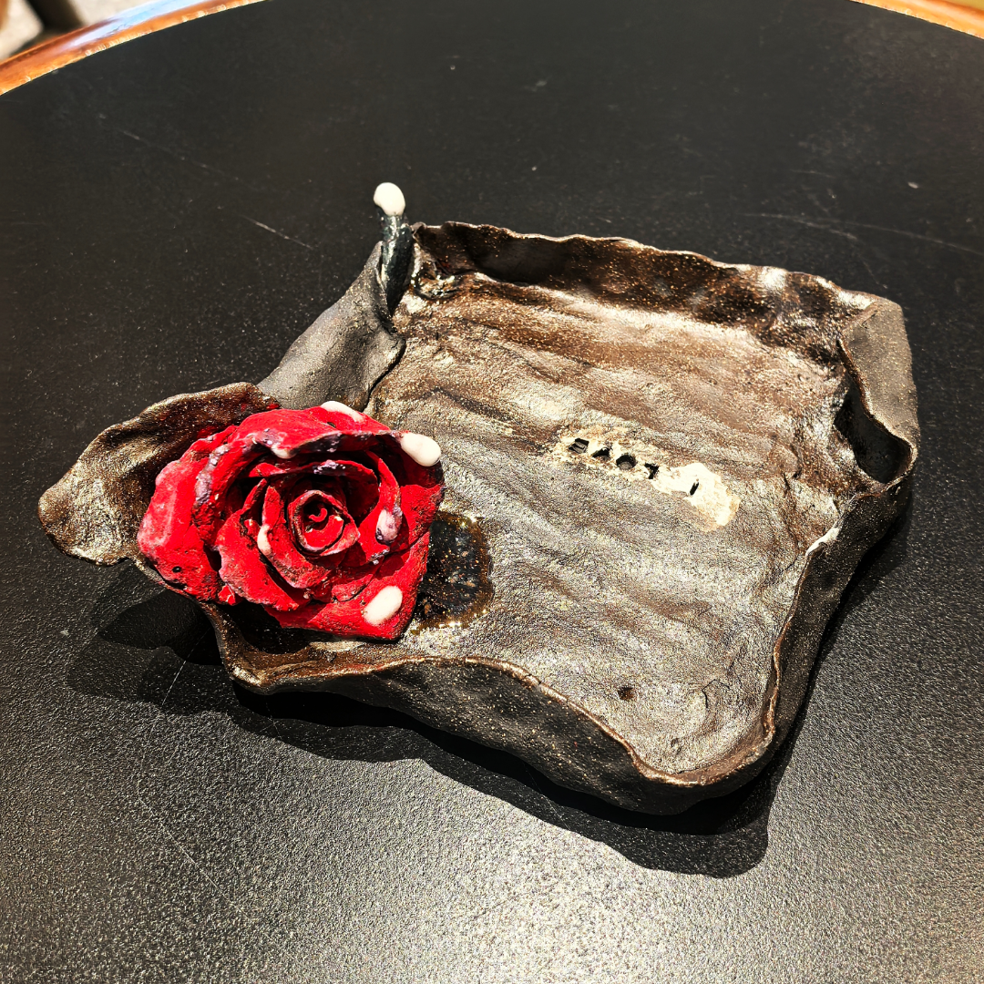 Wide Rose Handle Ceramic Mug Set (Customizable Base) - Handmade Ceramic