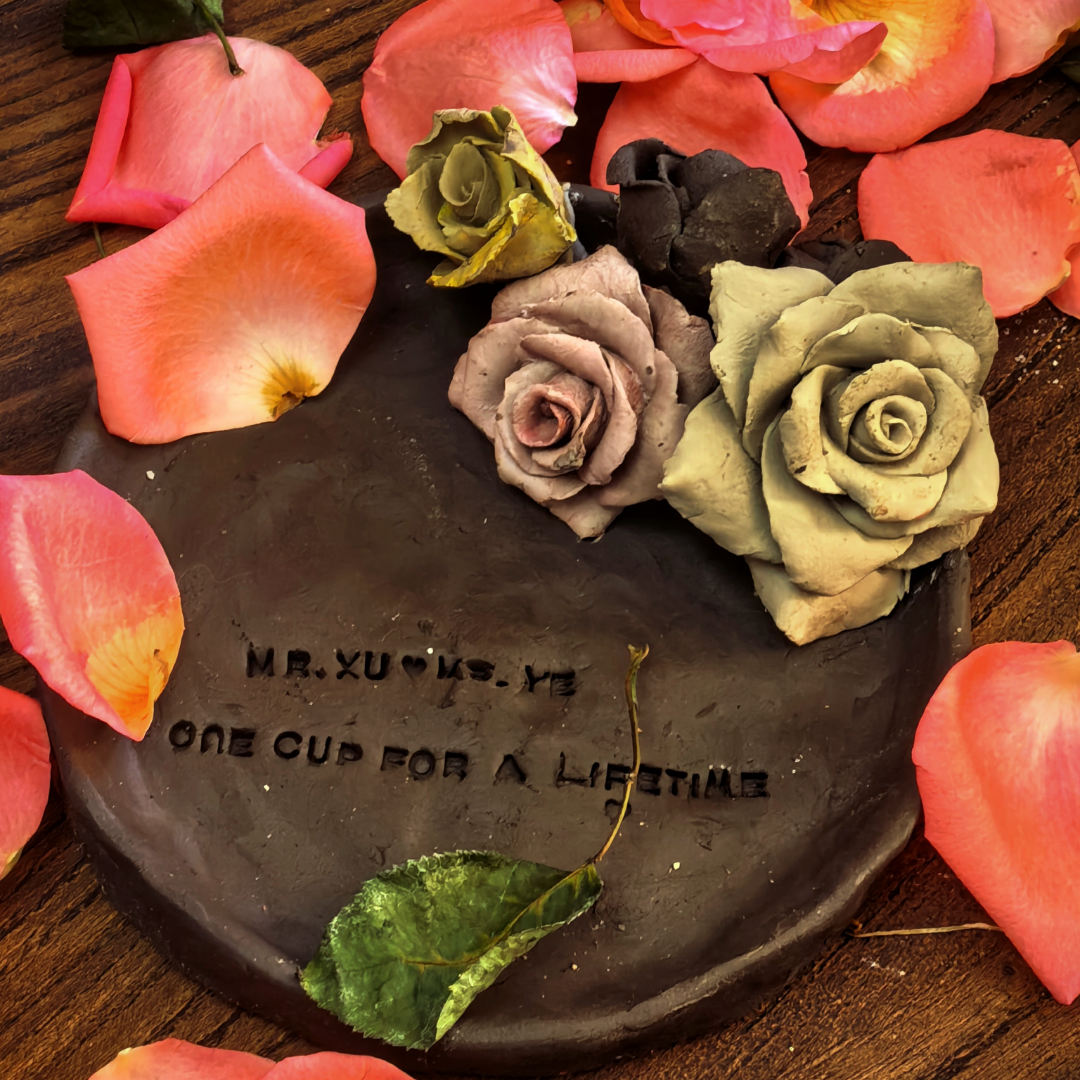 Rose Handle Ceramic Cup Set (Customizable Base) - Handmade Ceramic