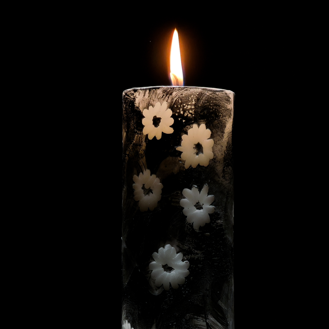 Floral Texture Pillar & Square Candle Set - Handmade Candle