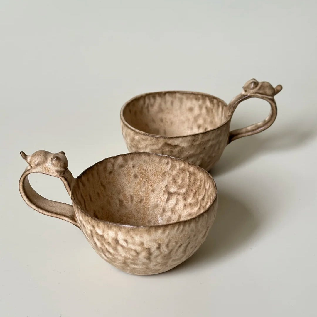Cat Handle Mug Set - Handmade Ceramic