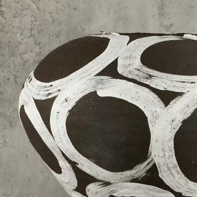 Ink Circle Round Vase - Handmade Ceramic
