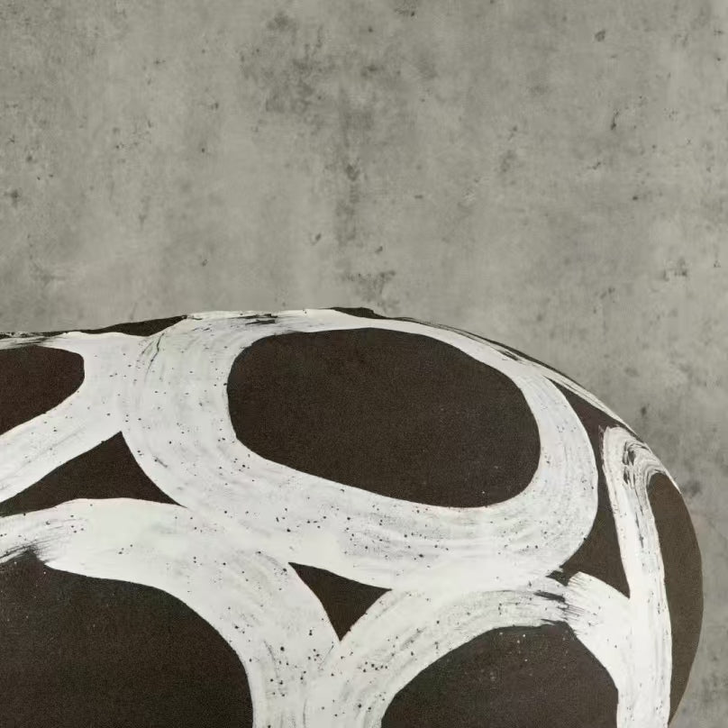 Ink Circle Round Vase - Handmade Ceramic