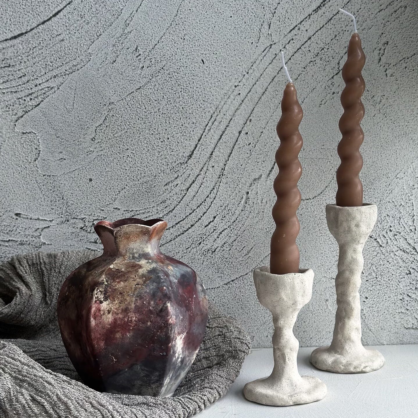 Crimson Fold Vase - Handmade Ceramic