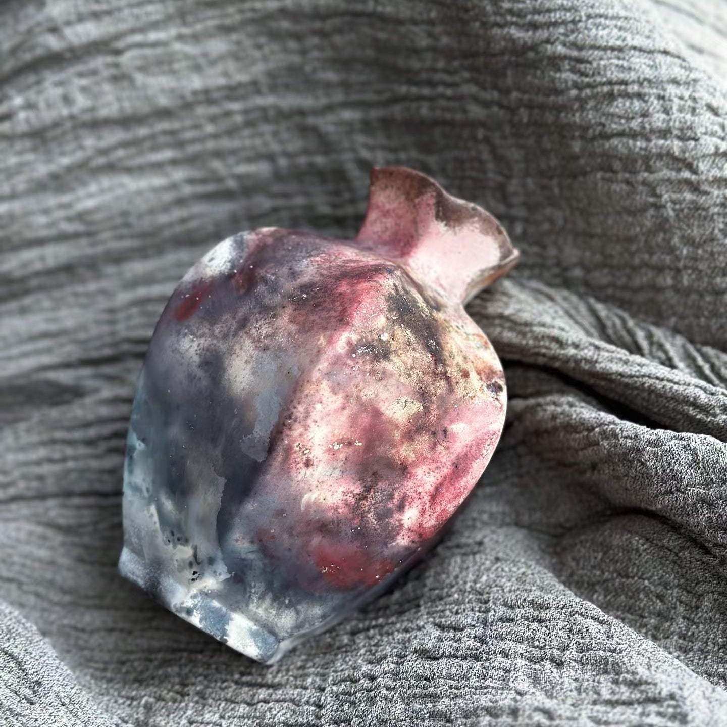 Crimson Fold Vase - Handmade Ceramic