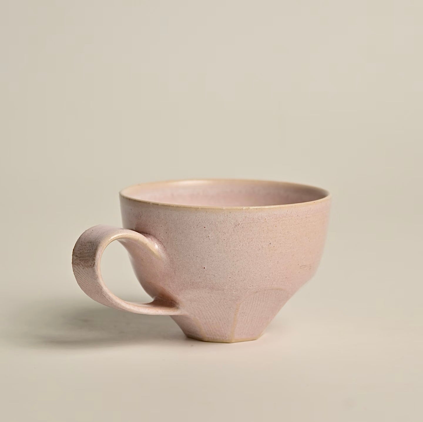Pale Pink Artisan Mug & Saucer - Handmade Ceramic