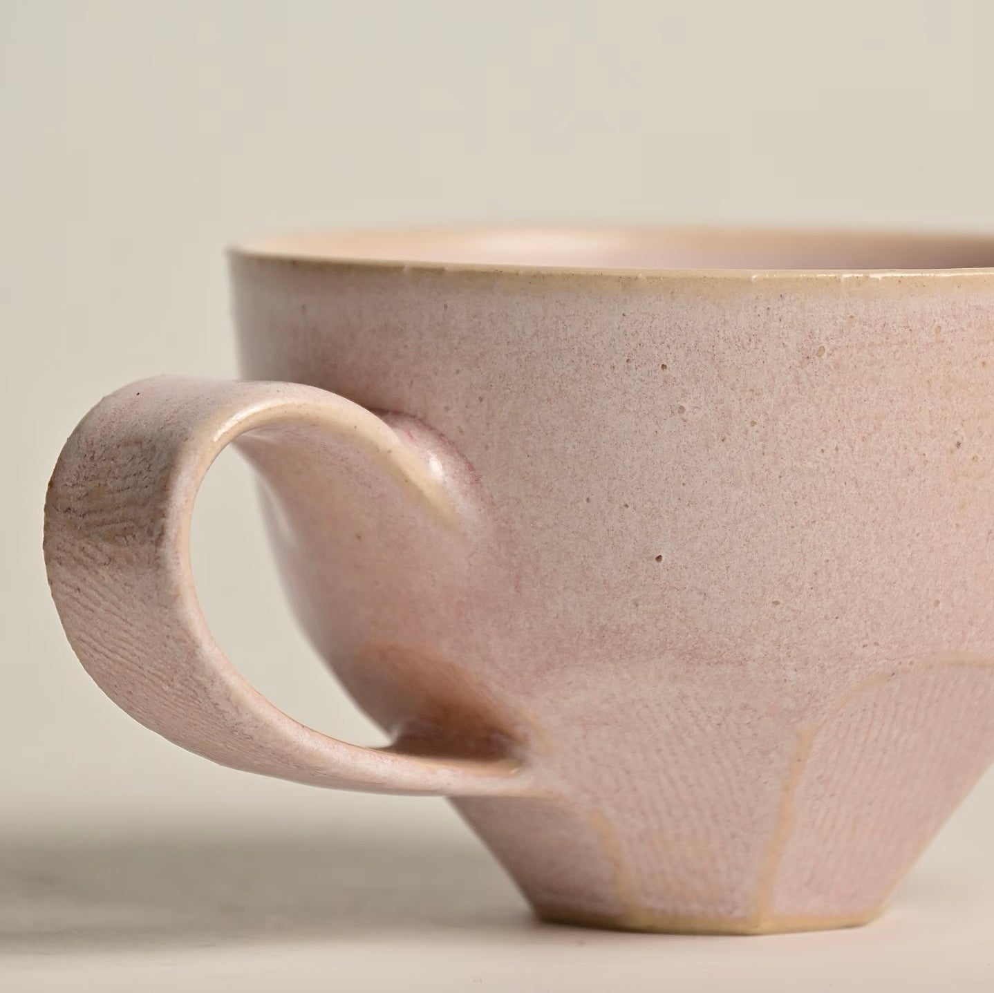 Pale Pink Artisan Mug & Saucer - Handmade Ceramic