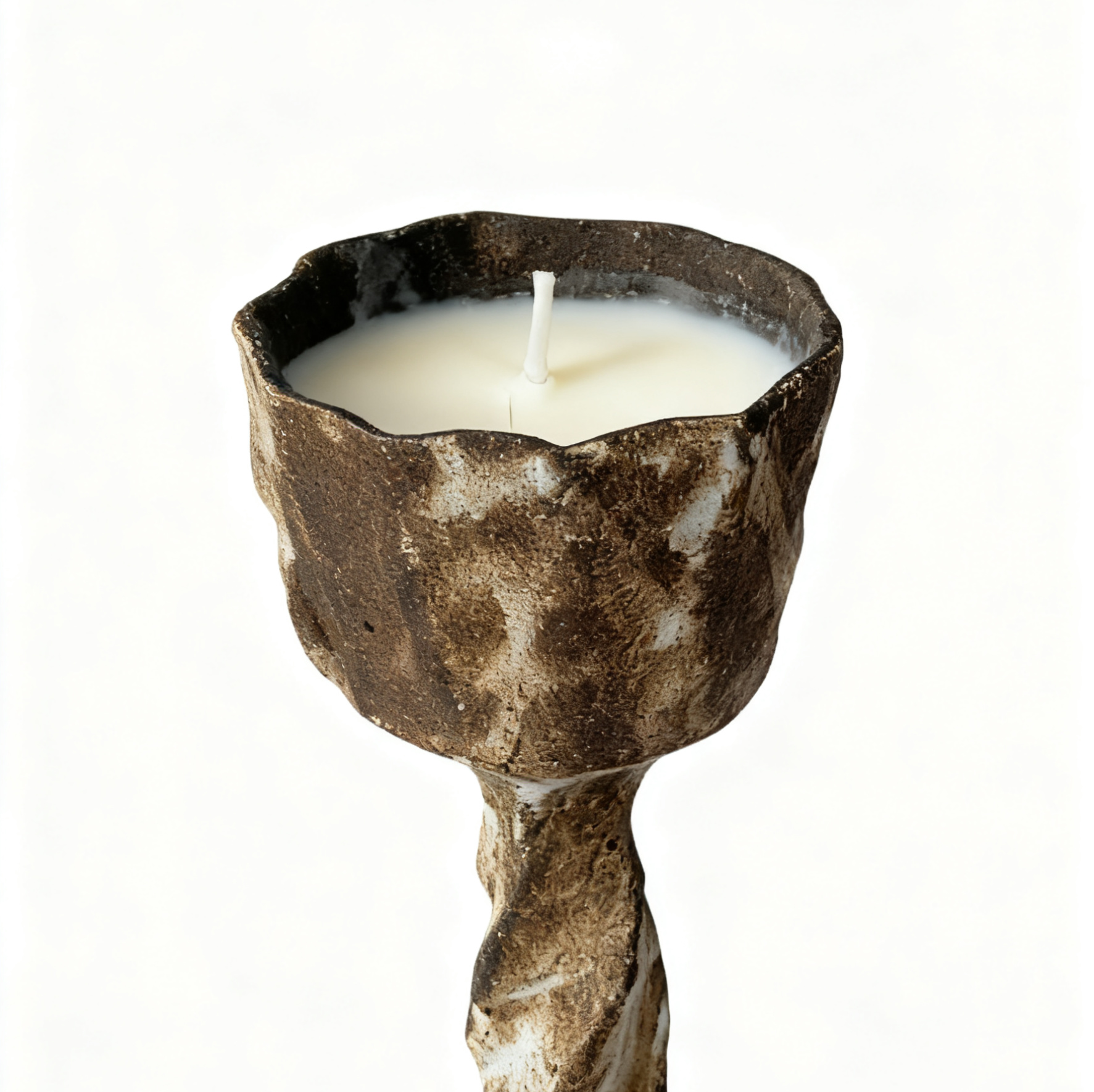 Brown Textured Candle Holder - Handmade Candle