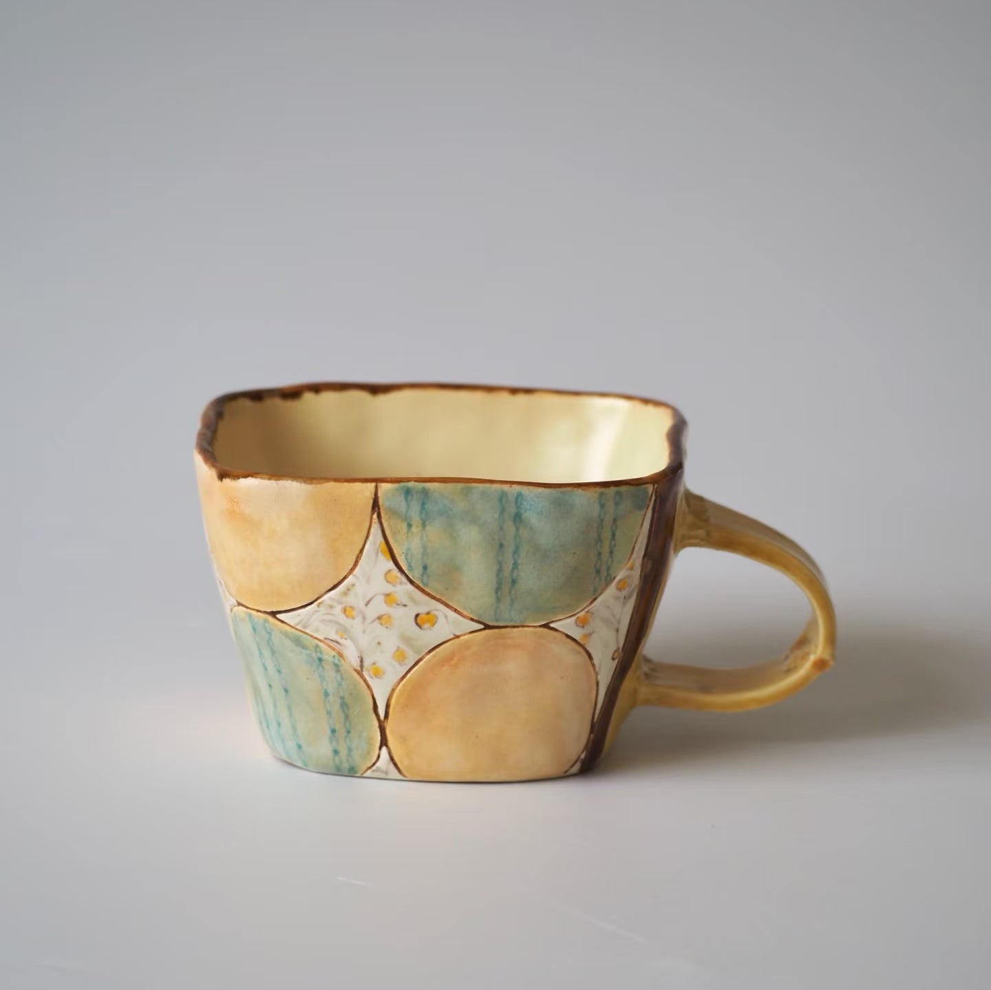 Geometric-patterned Mug -- Handmade Ceramic