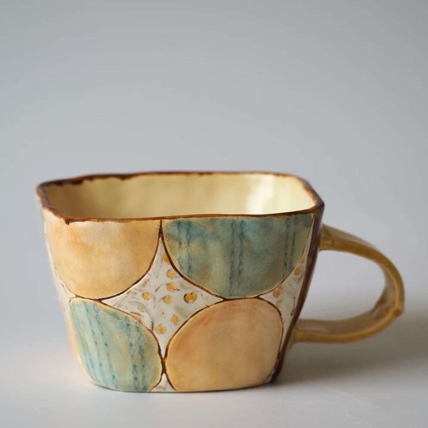 Geometric-patterned Mug -- Handmade Ceramic