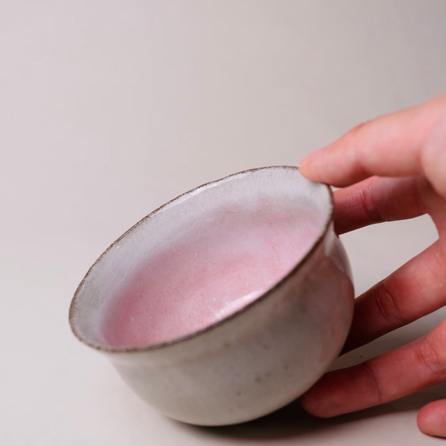 Pink-Glazed Bowl--Handmade Ceramic
