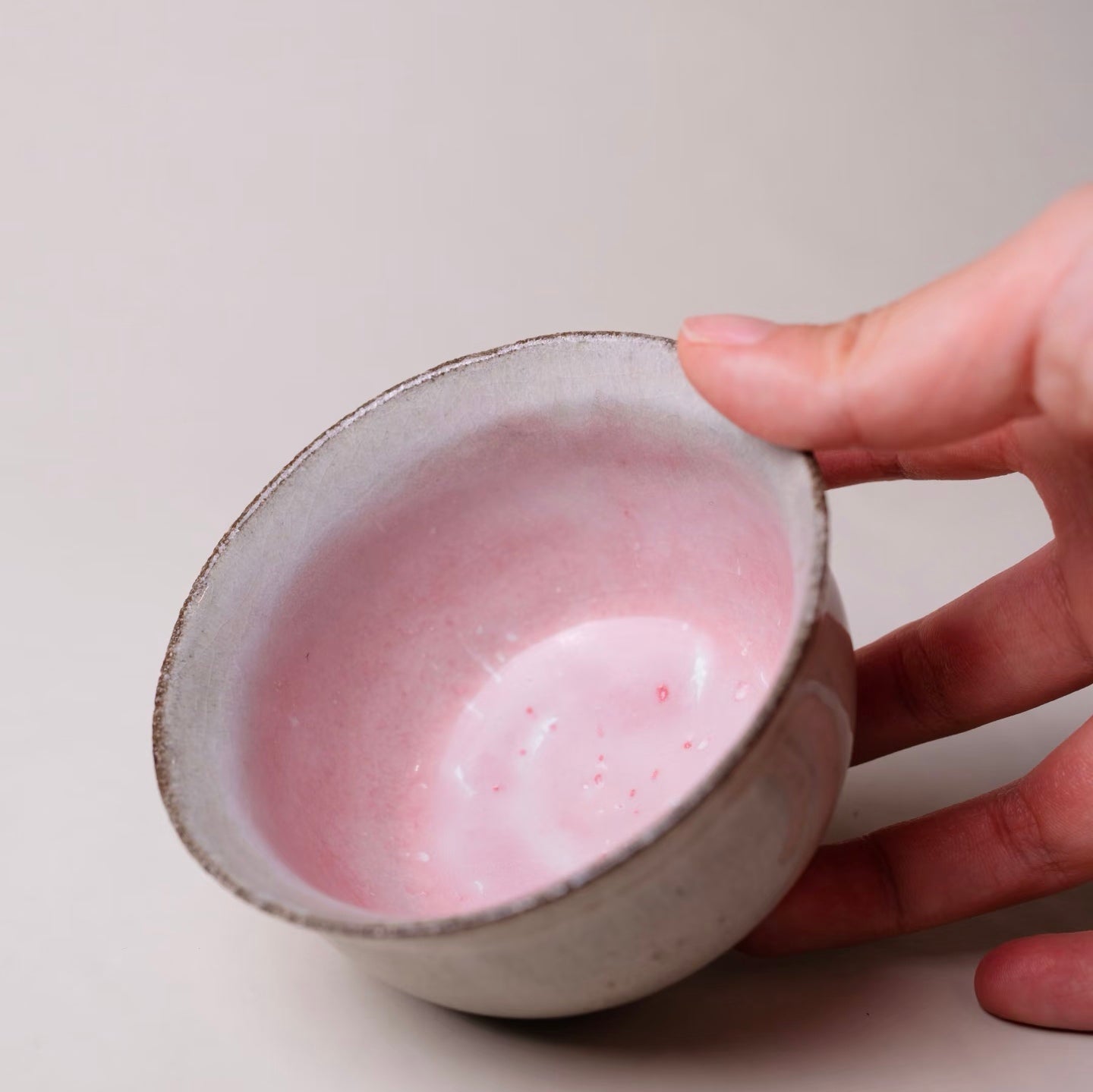 Pink-Glazed Bowl--Handmade Ceramic