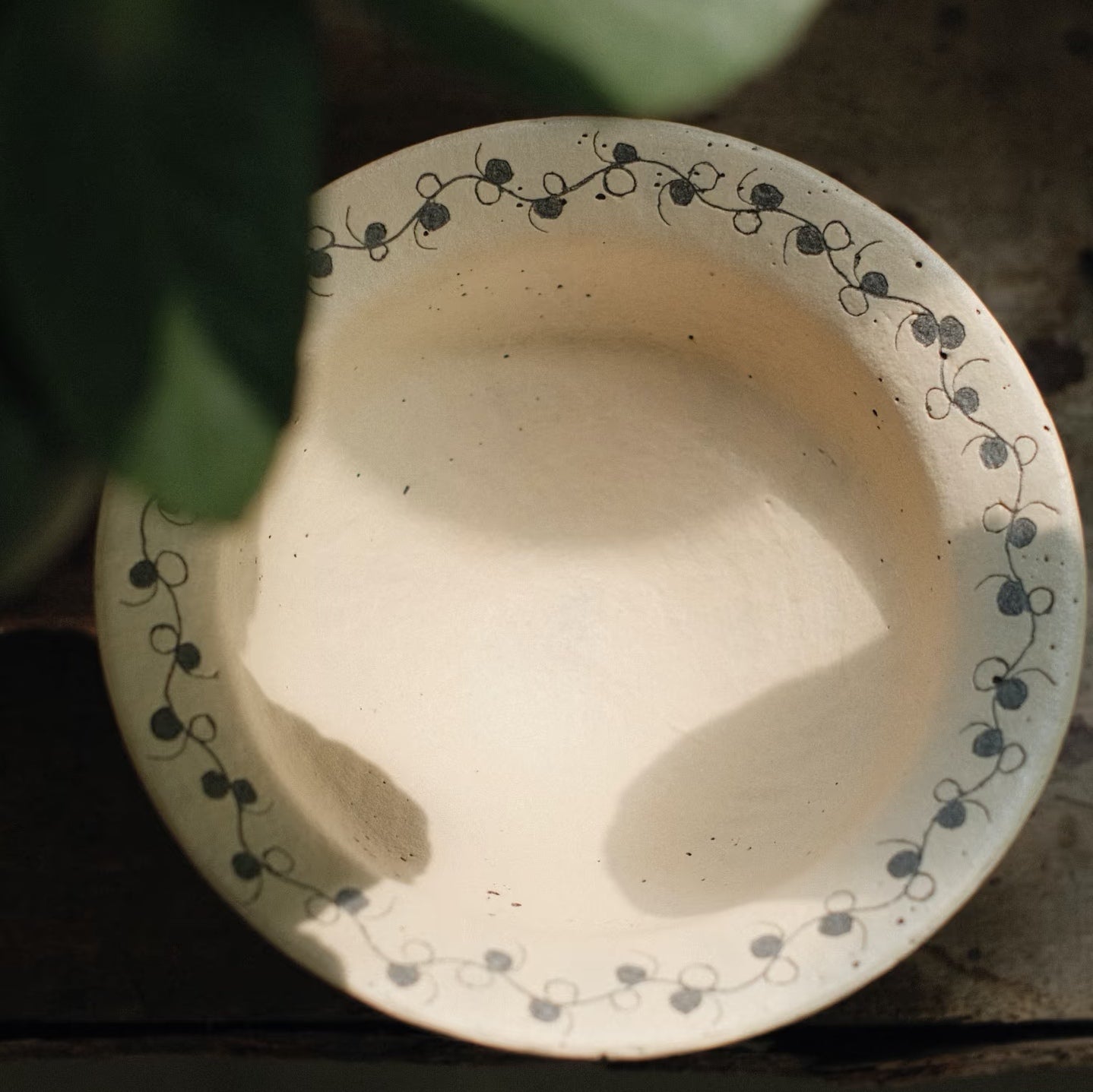 Vine Ceramic Plate-- Handmade Ceramic