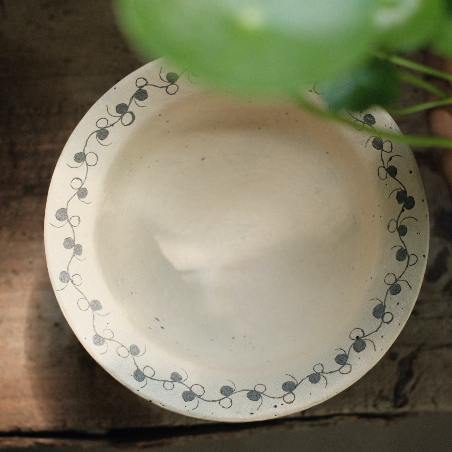 Vine Ceramic Plate-- Handmade Ceramic