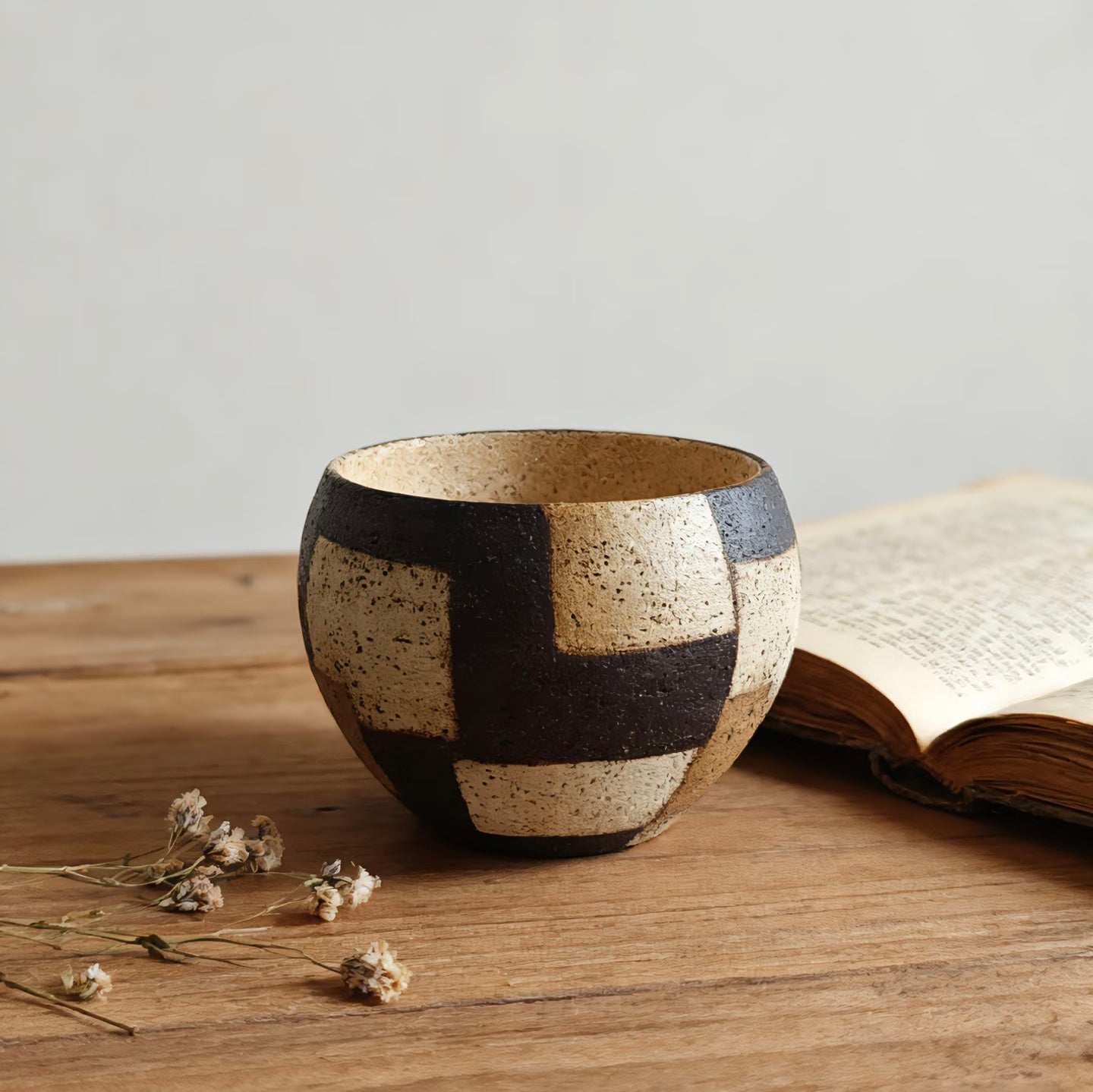 Grid Geometric Bowl--Handmade Cerami