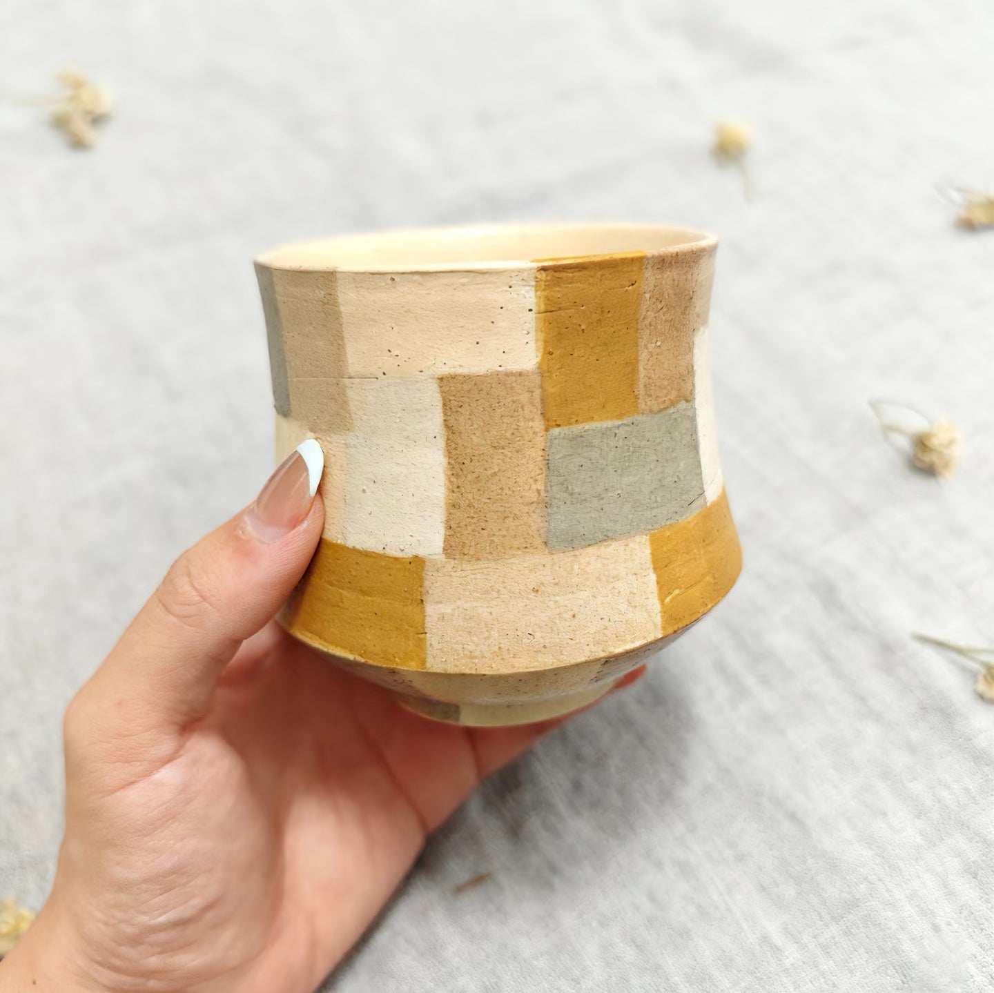 Geometric Colorblock Cup - Handmade Ceramic