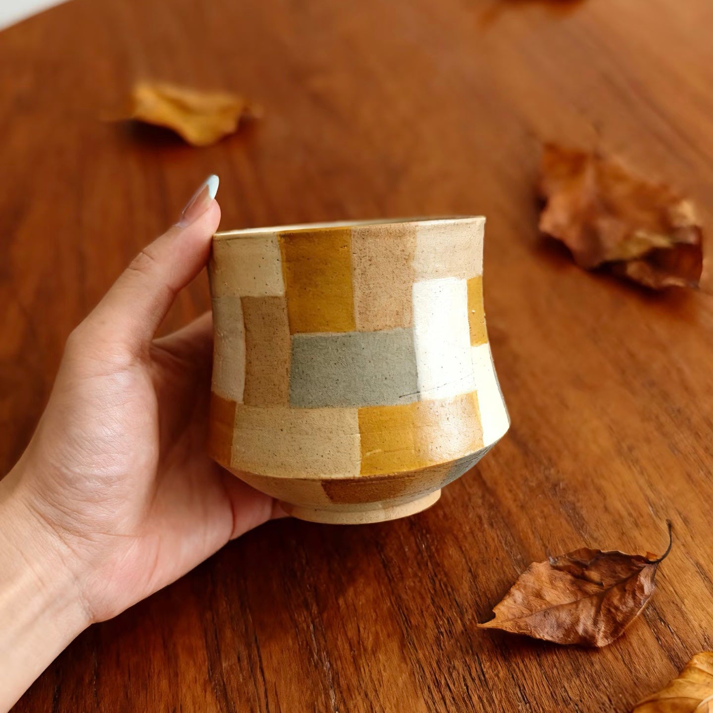 Geometric Colorblock Cup - Handmade Ceramic