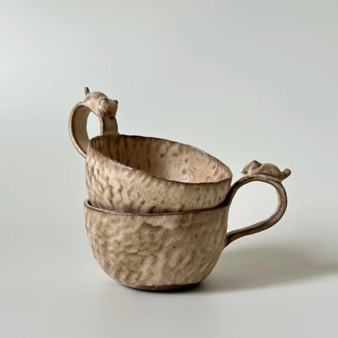 Cat Handle Mug Set - Handmade Ceramic