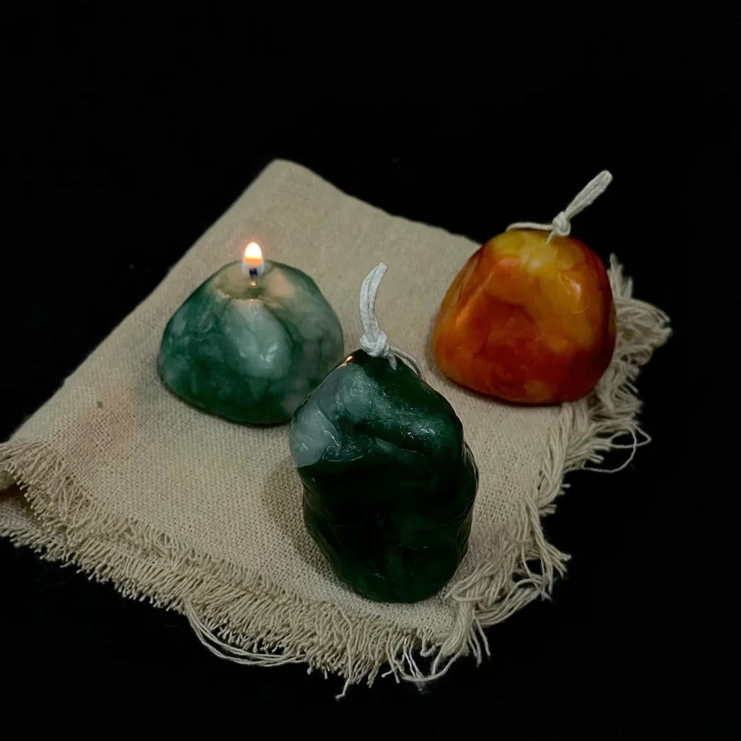 Colorful Jade Stone Candle - Handmade Candle
