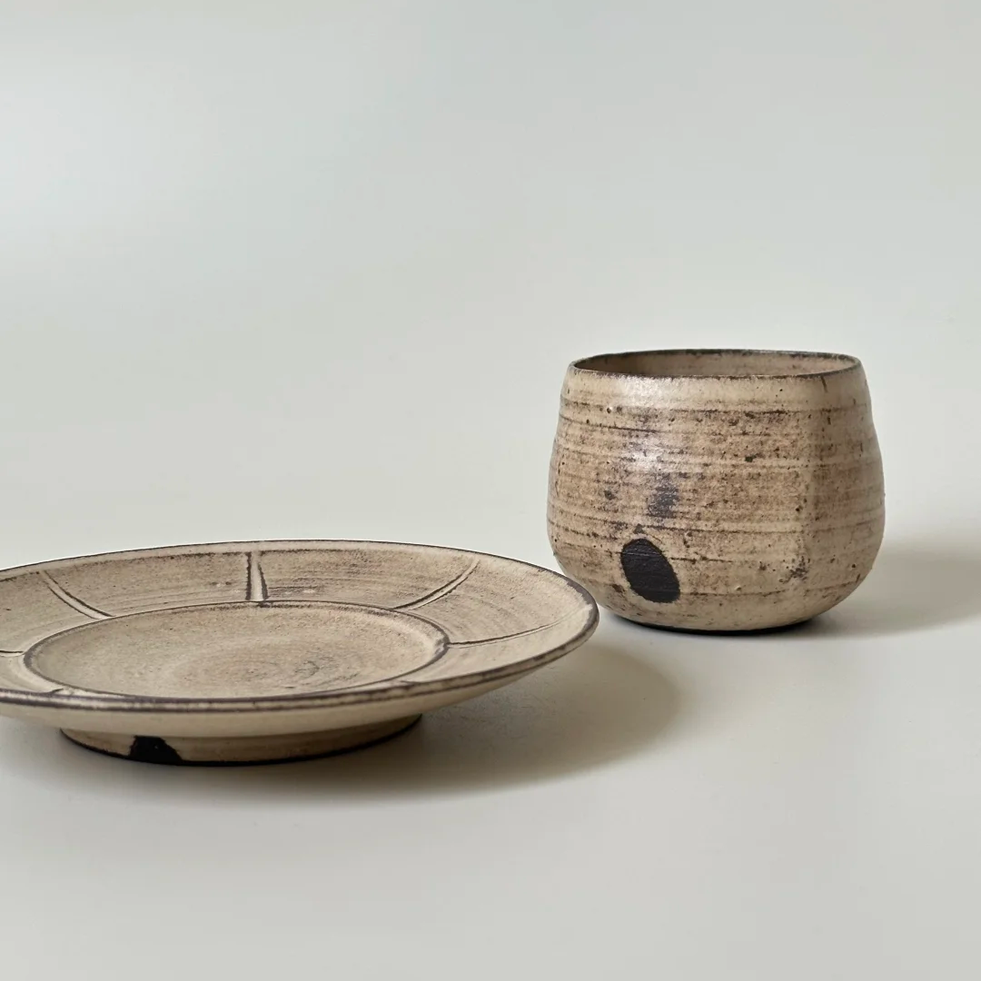 Dot Pattern Cup and Saucer Set –- Handmade Ceramic