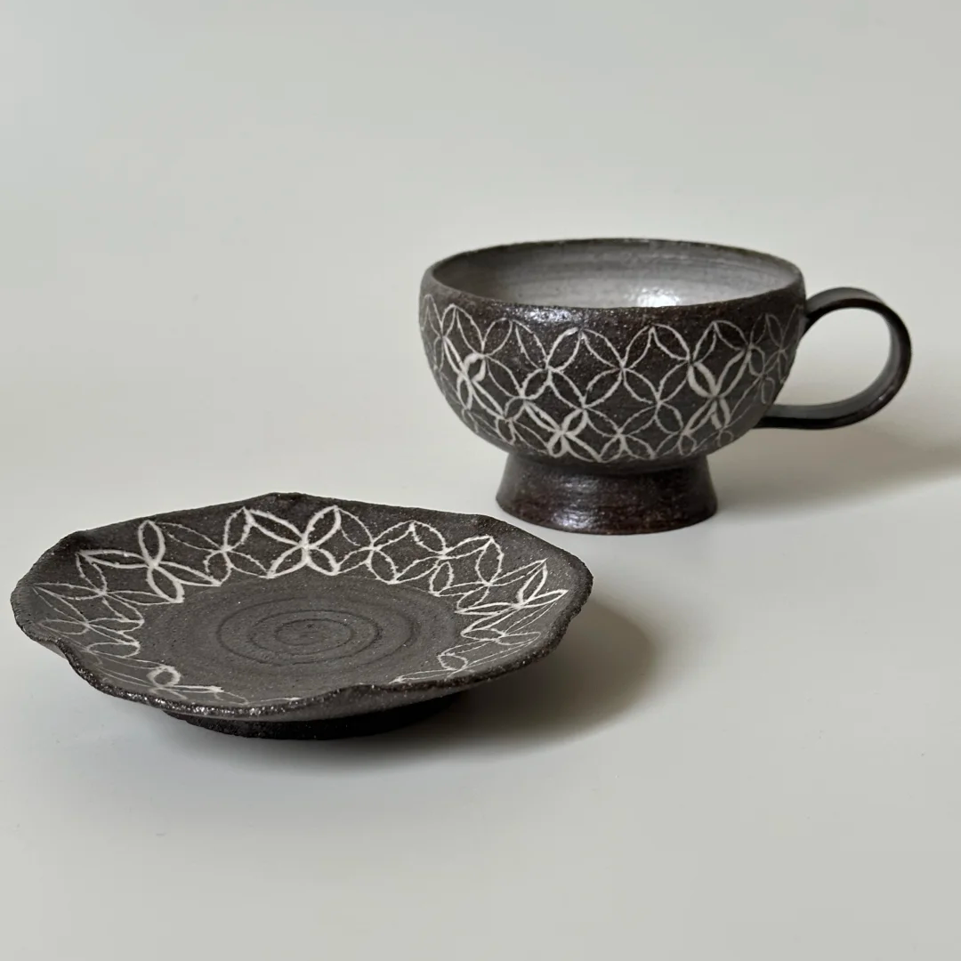 Star Pattern Cup and Saucer Set – Handmade Ceramic