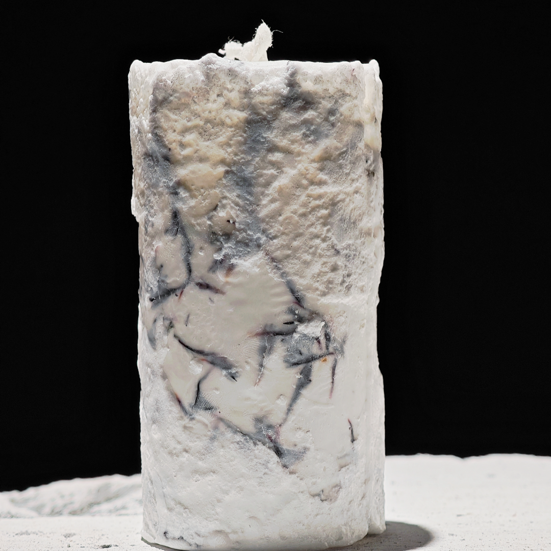 Floral Texture Pillar & Square Candle Set - Handmade Candle