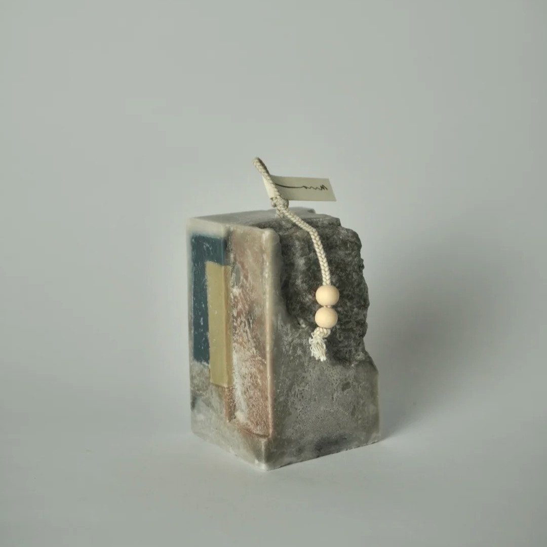 Color Block Art Candle--Handmade Candle